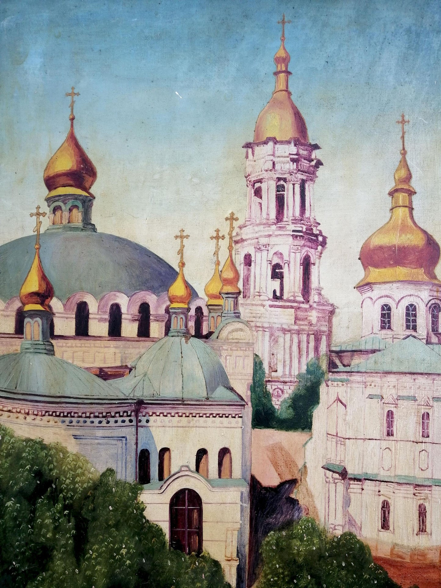 Oil painting Church landscape Unknown artist