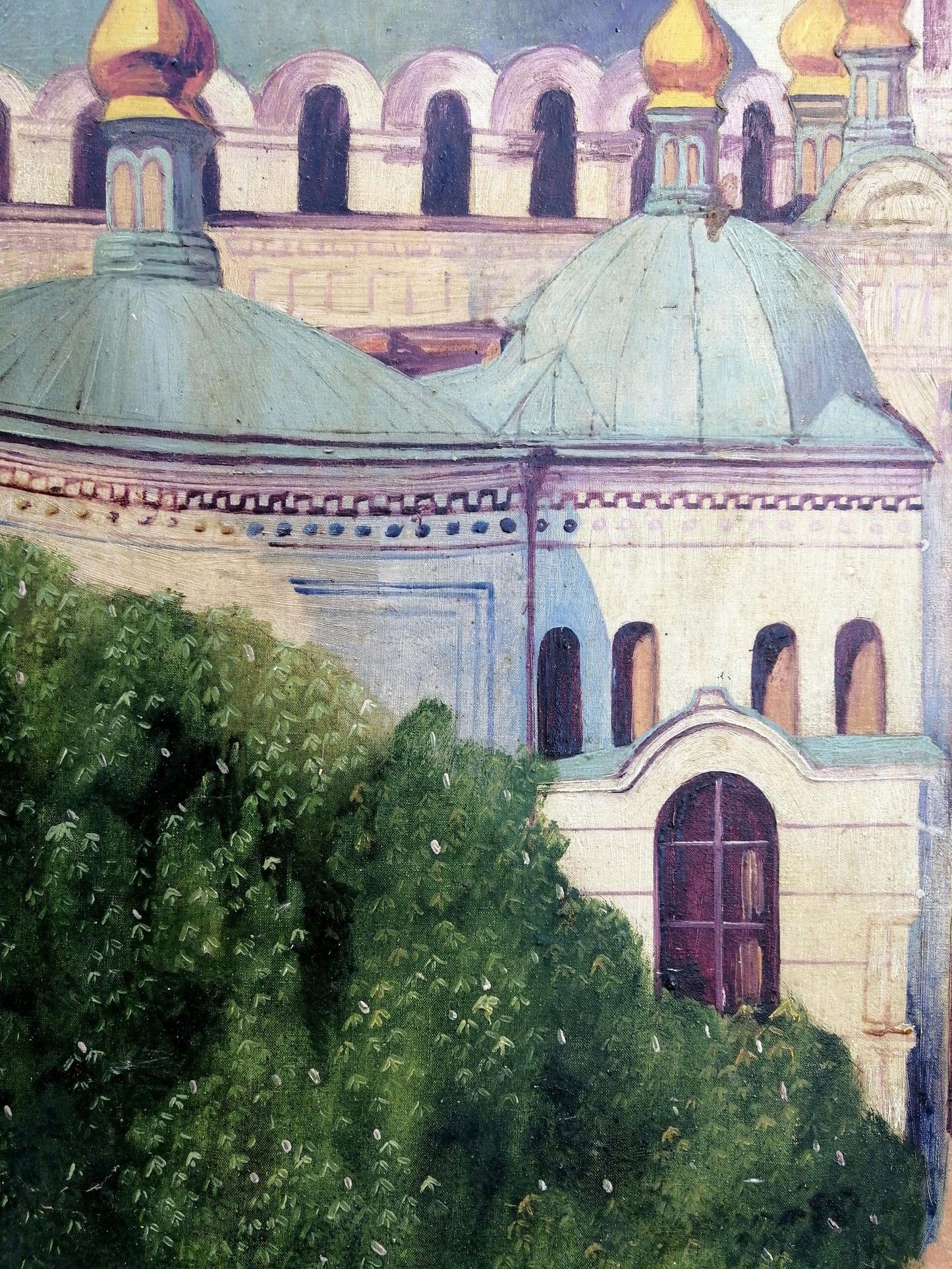 Oil painting Church landscape Unknown artist