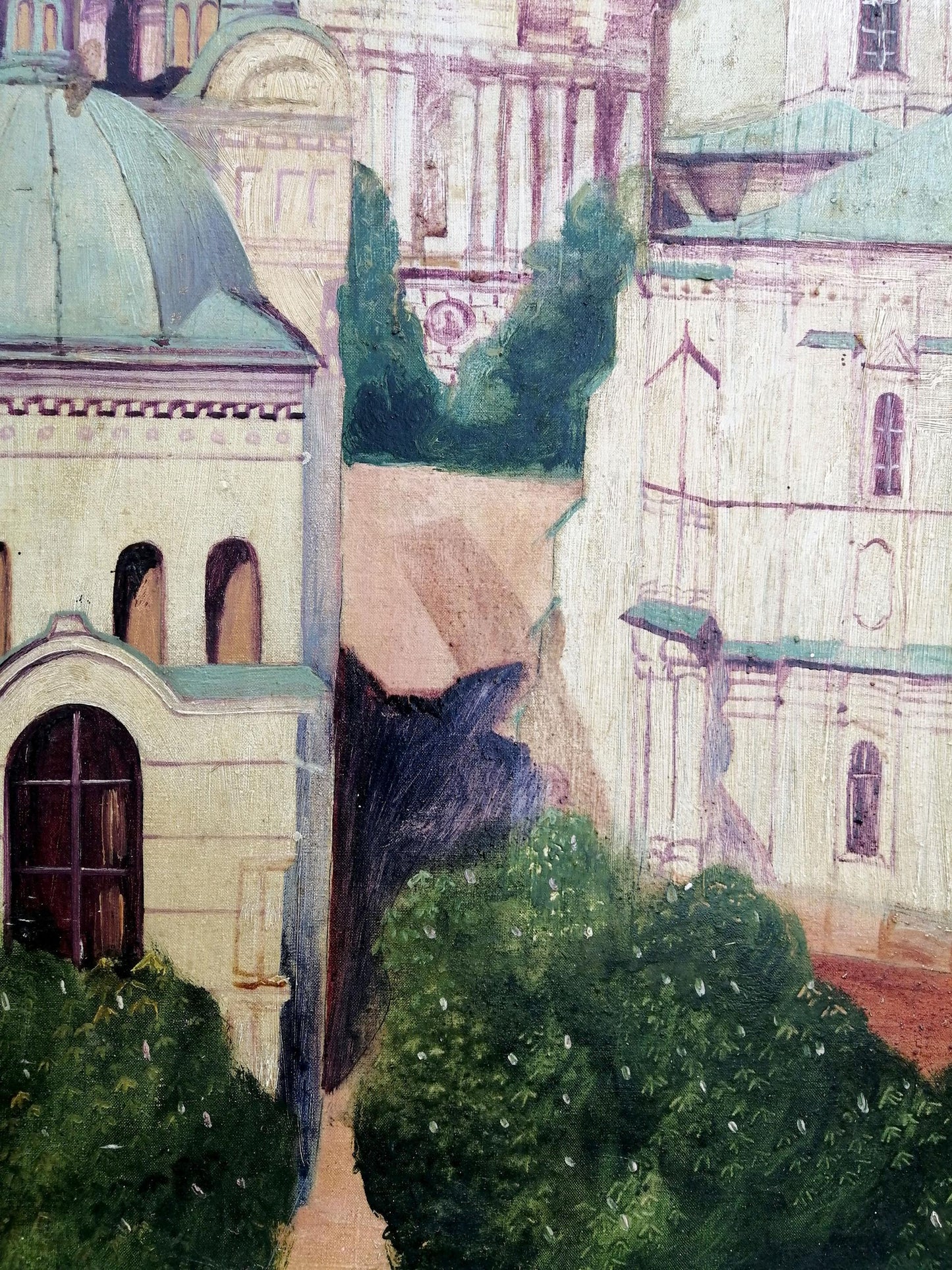 Oil painting Church landscape Unknown artist