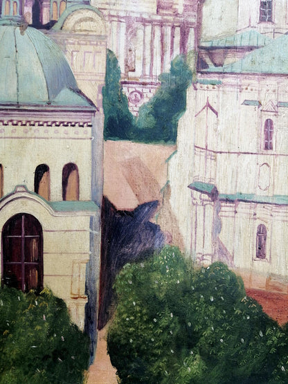 Oil painting Church landscape Unknown artist