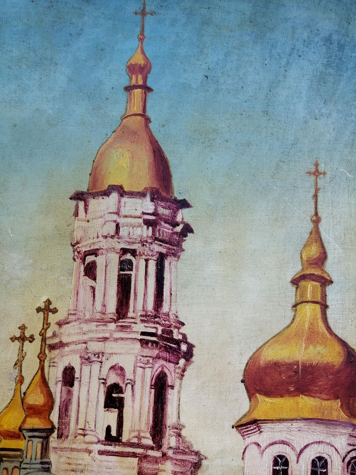 Oil painting Church landscape Unknown artist