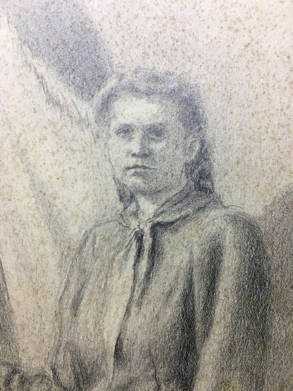 Pencil painting Girl pioneer leader Ivan Tsyupka
