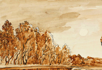 Early morning on the golden beach watercolor painting Choirs Alexander