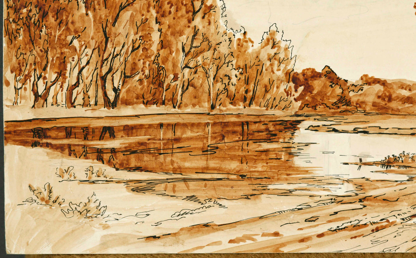 Early morning on the golden beach watercolor painting Choirs Alexander