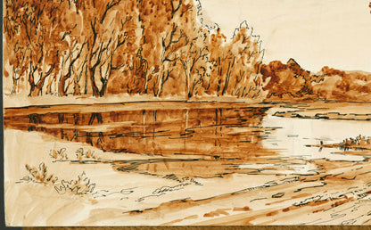 Early morning on the golden beach watercolor painting Choirs Alexander