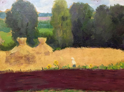 Oil painting Field of wheat and sunflowers Ivan Tsyupka