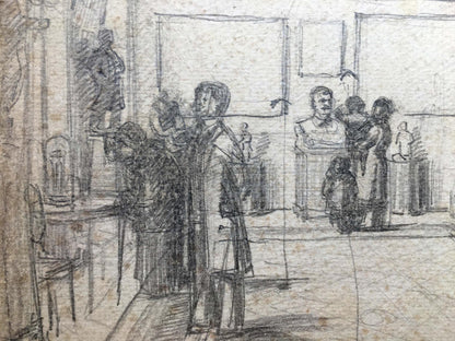 Pencil painting In the museum Dmitry Lednev