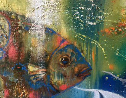 Abstract oil painting Fishes Anatoly Tarabanov