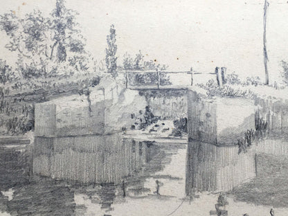 Pencil painting Destroyed bridge Dmitry Lednev