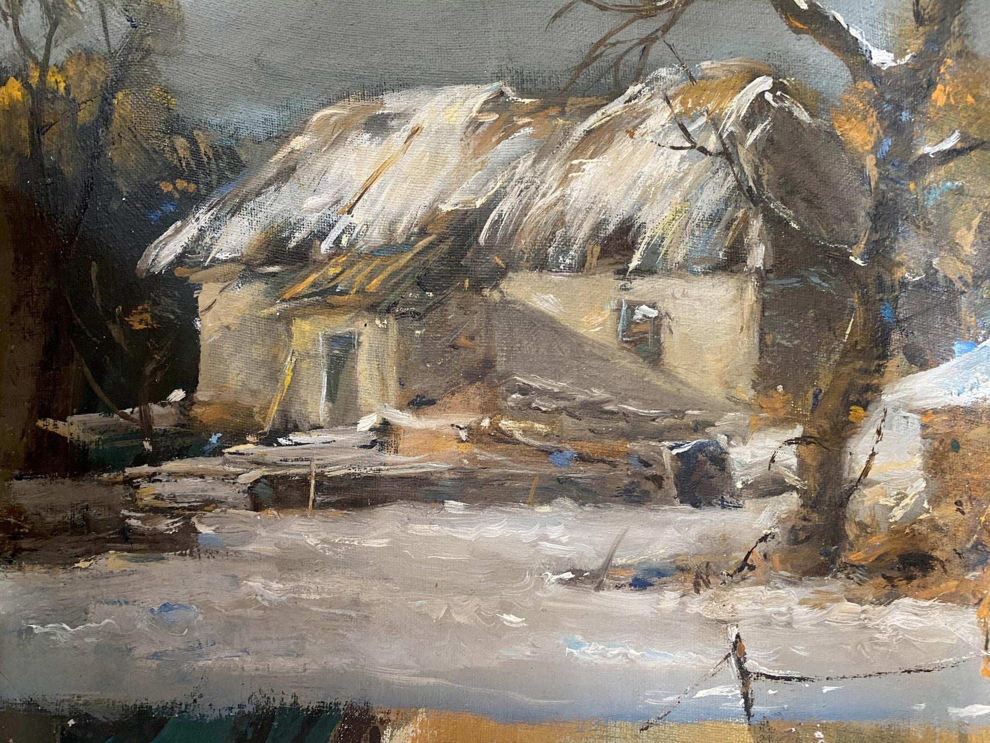 oil village painting