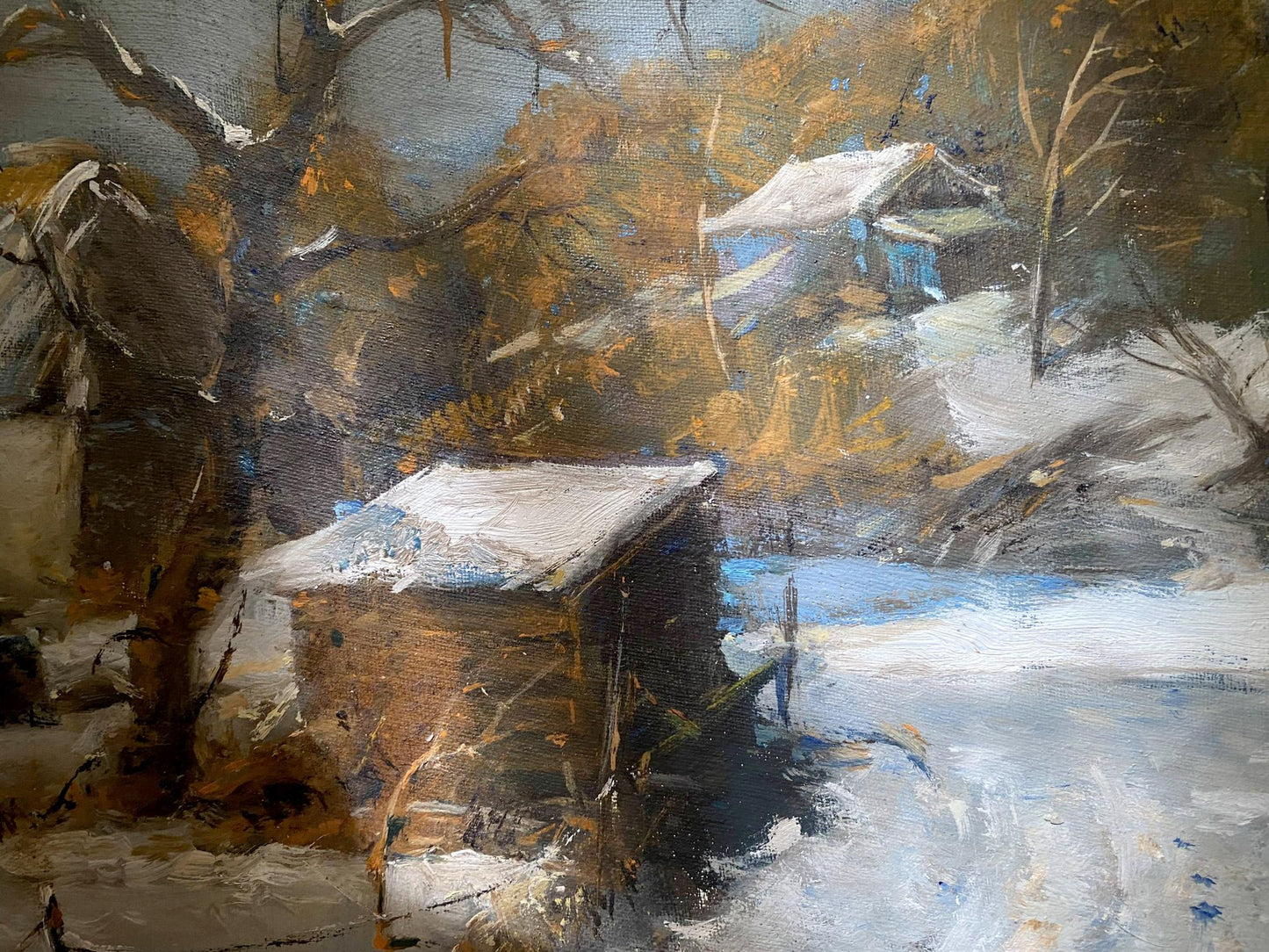 oil winter landscape