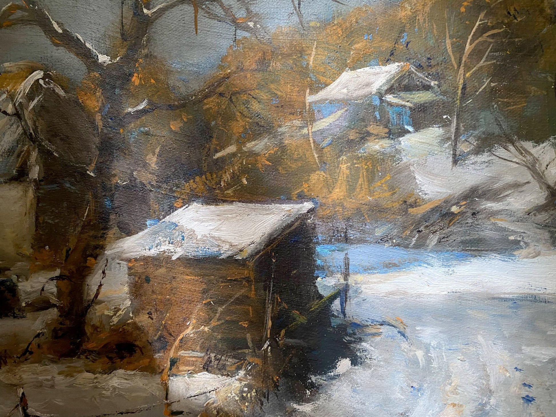 oil winter landscape