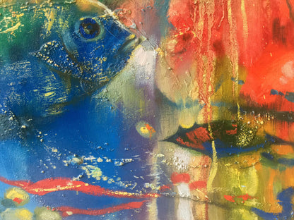 Abstract oil painting Fishes Anatoly Tarabanov