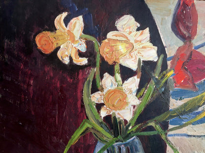 Oil painting Flowers on the table Les' T. S.
