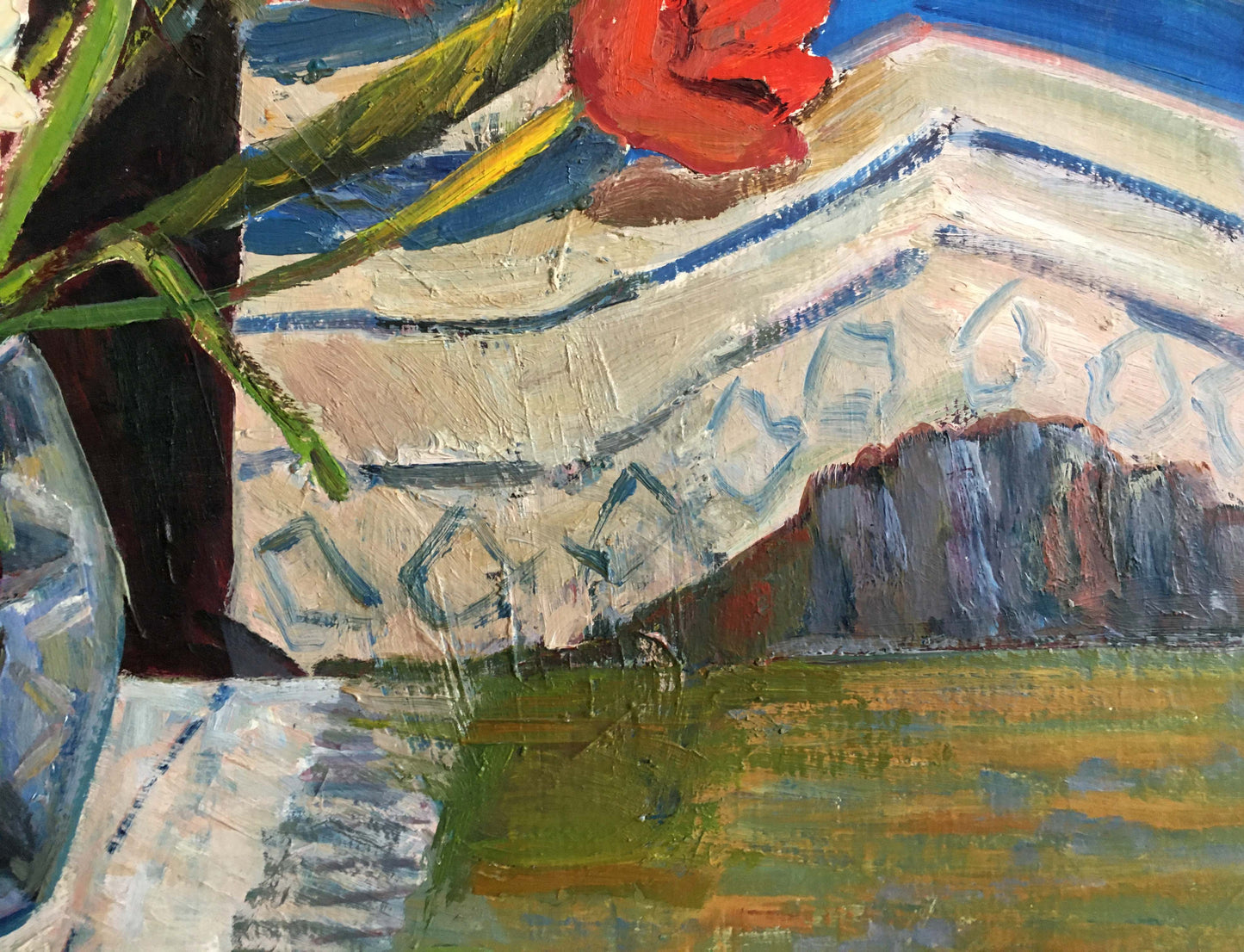 Oil painting Flowers on the table Les' T. S.