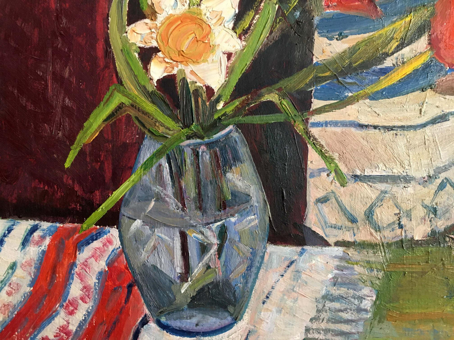 Oil painting Flowers on the table Les' T. S.