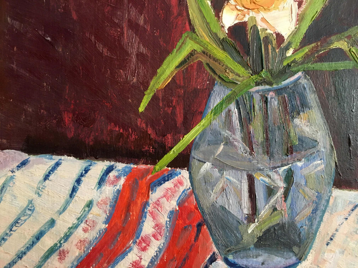 Oil painting Flowers on the table Les' T. S.