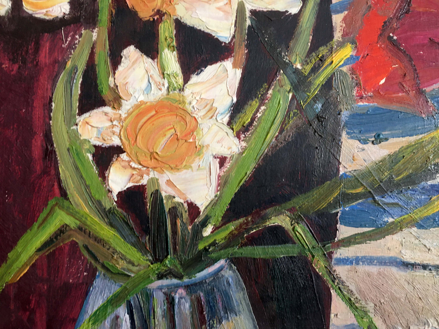 Oil painting Flowers on the table Les' T. S.