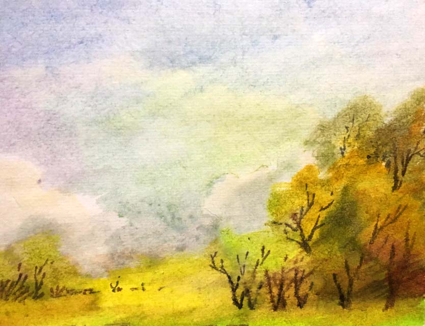 Summer landscape watercolor painting A. Horov