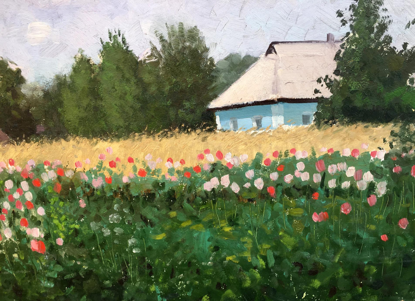 Oil painting View from the path to the garden Ivan Kirillovich Tsyupka