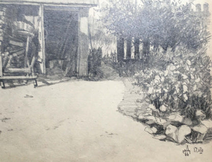 Pencil painting Barn Dmitry Lednev