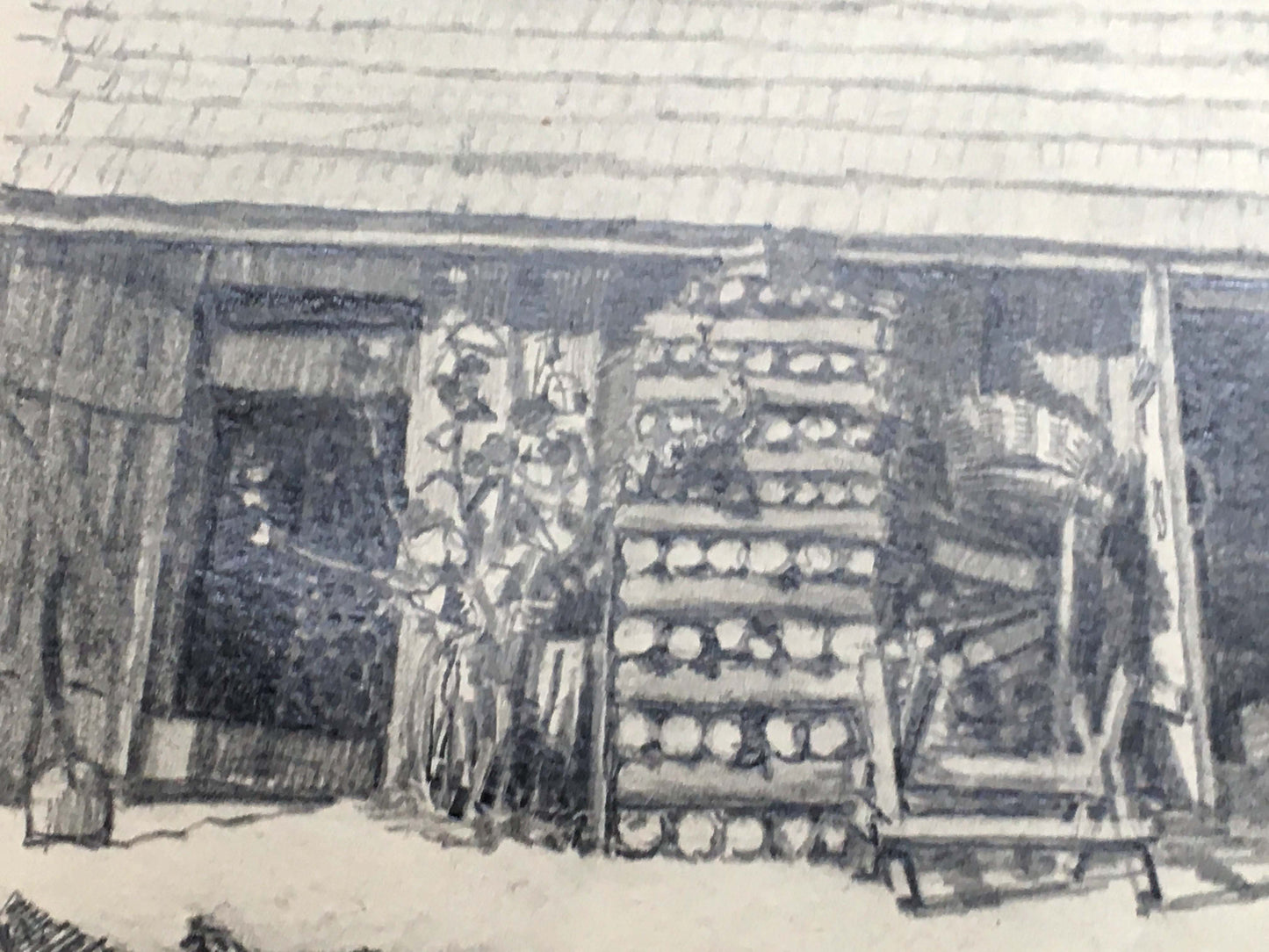 Pencil painting Barn Dmitry Lednev