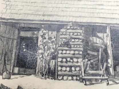 Pencil painting Barn Dmitry Lednev