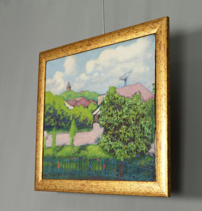 Oil Painting Summer Landscape in the Village