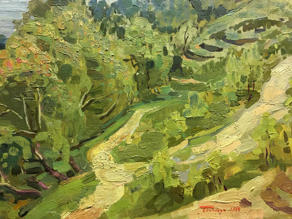 Oil painting River landscape Pianida Boris Nikitich