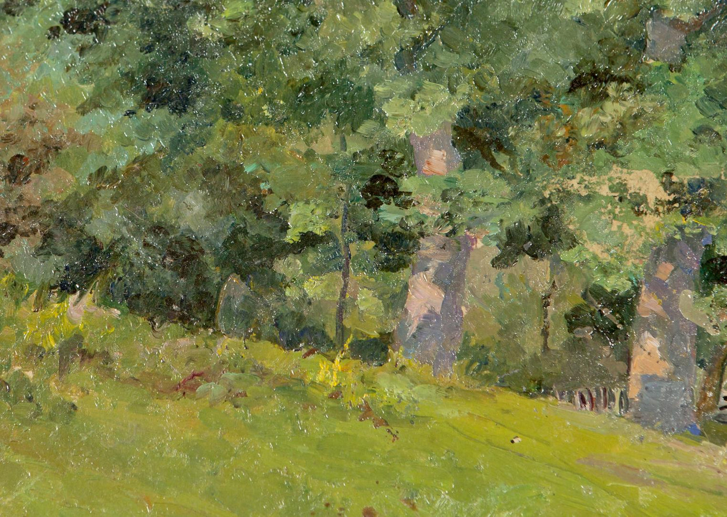 Oil Painting Oaks by the Pond