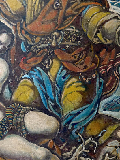 Oil painting Abraham's sacrifice and angels nearby Oleg Litvinov
