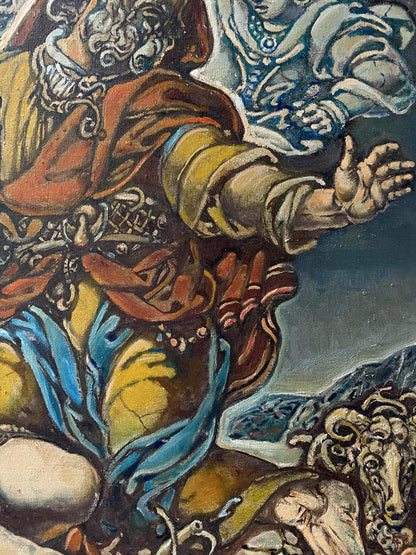 Oil painting Abraham's sacrifice and angels nearby Oleg Litvinov