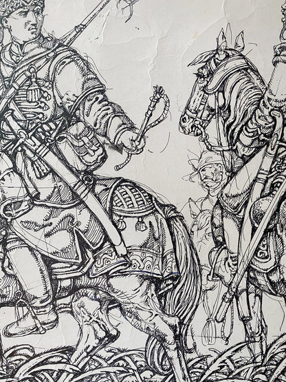 Ink painting Taras Bulba Litvinov Oleg Arkad'yevich