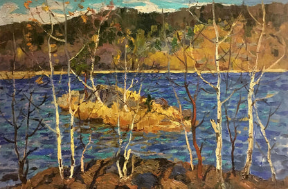 Oil painting River in autumn Vladimir Korostelev
