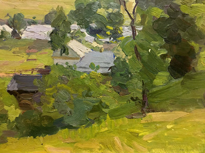 Oil painting Landscape of the village Gantman Moisey Faibovich