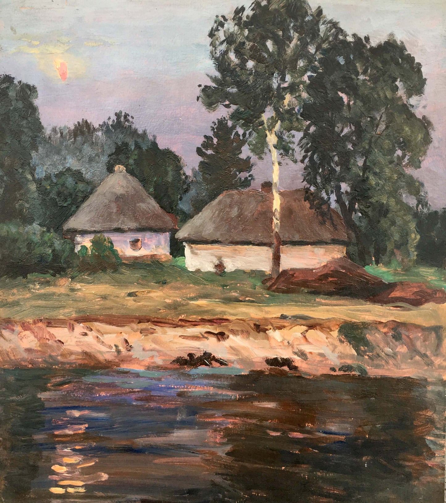 Oil painting Quiet forest cottage in summer A. Cherkas