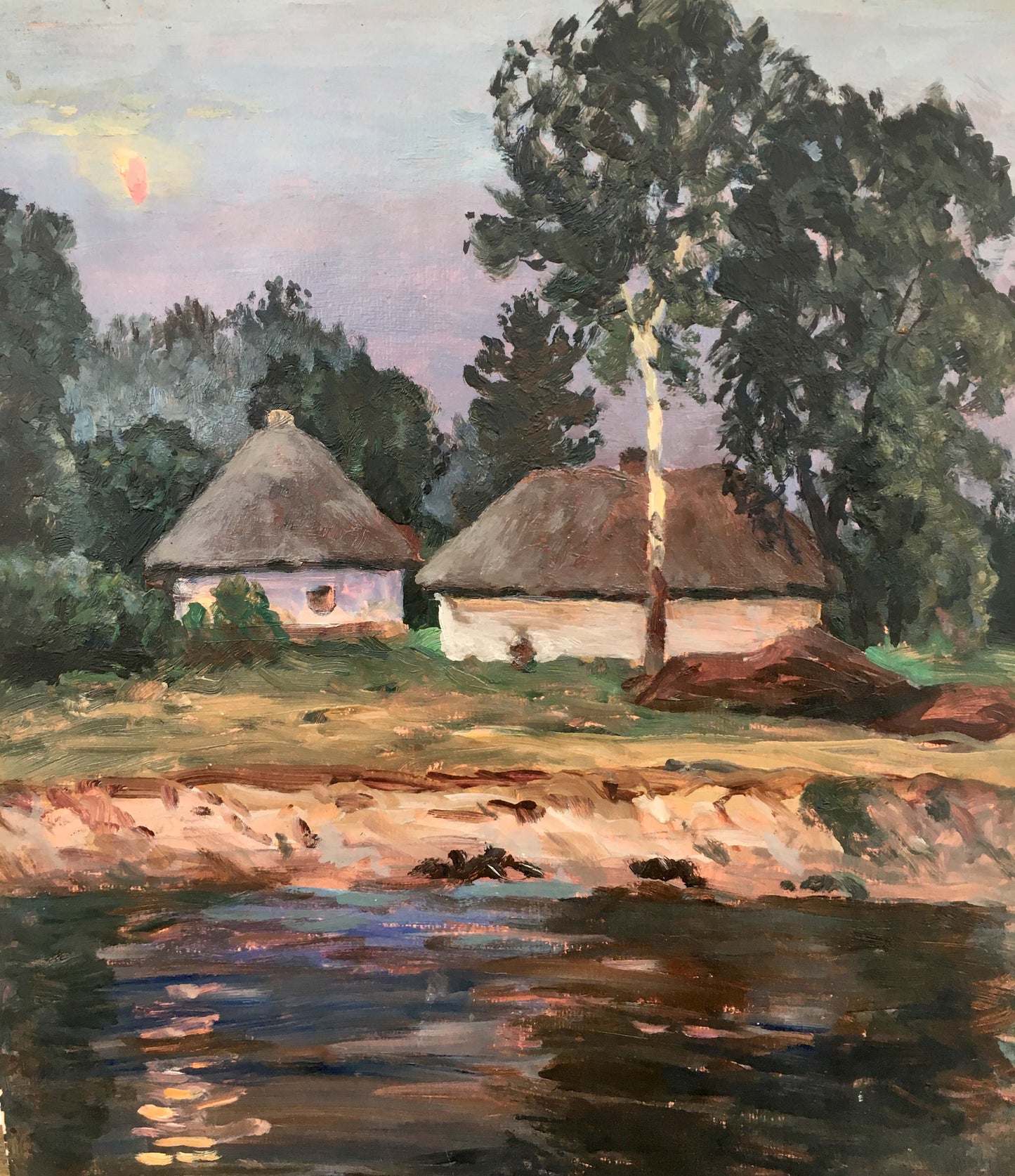 Oil painting Quiet forest cottage in summer A. Cherkas