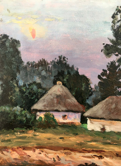 Oil painting Quiet forest cottage in summer A. Cherkas