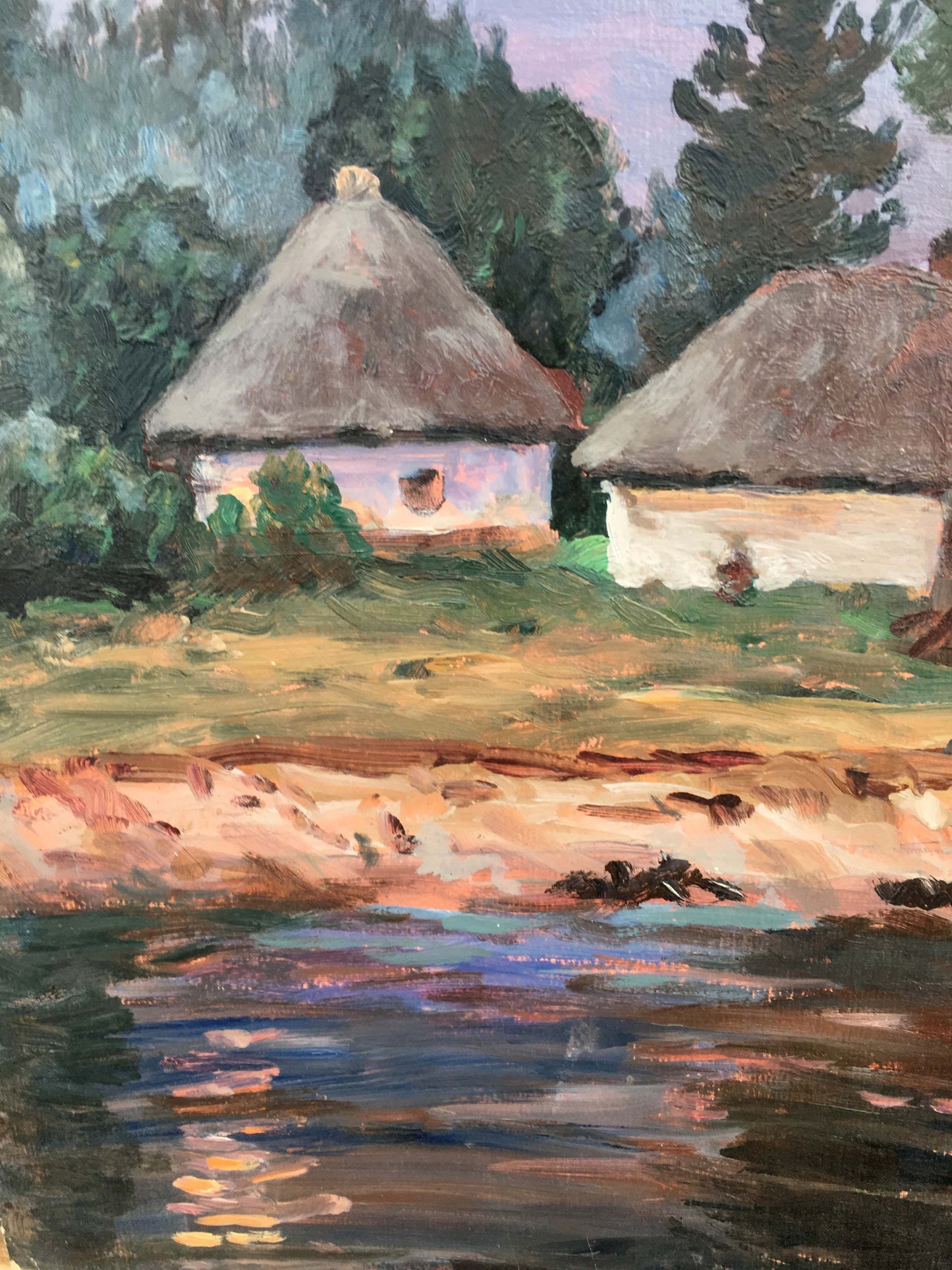 Oil painting Quiet forest cottage in summer A. Cherkas