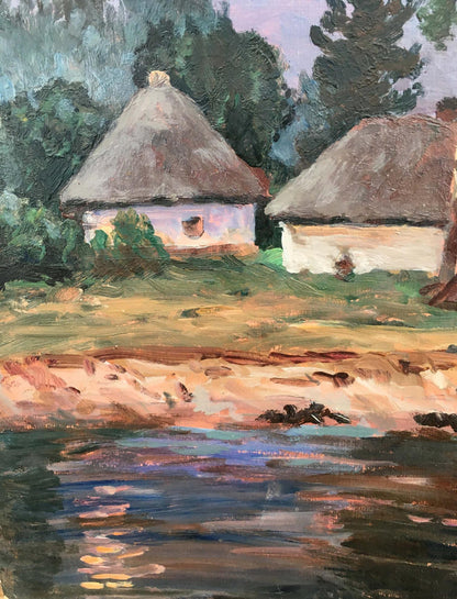 Oil painting Quiet forest cottage in summer A. Cherkas