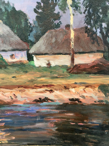 Oil painting Quiet forest cottage in summer A. Cherkas