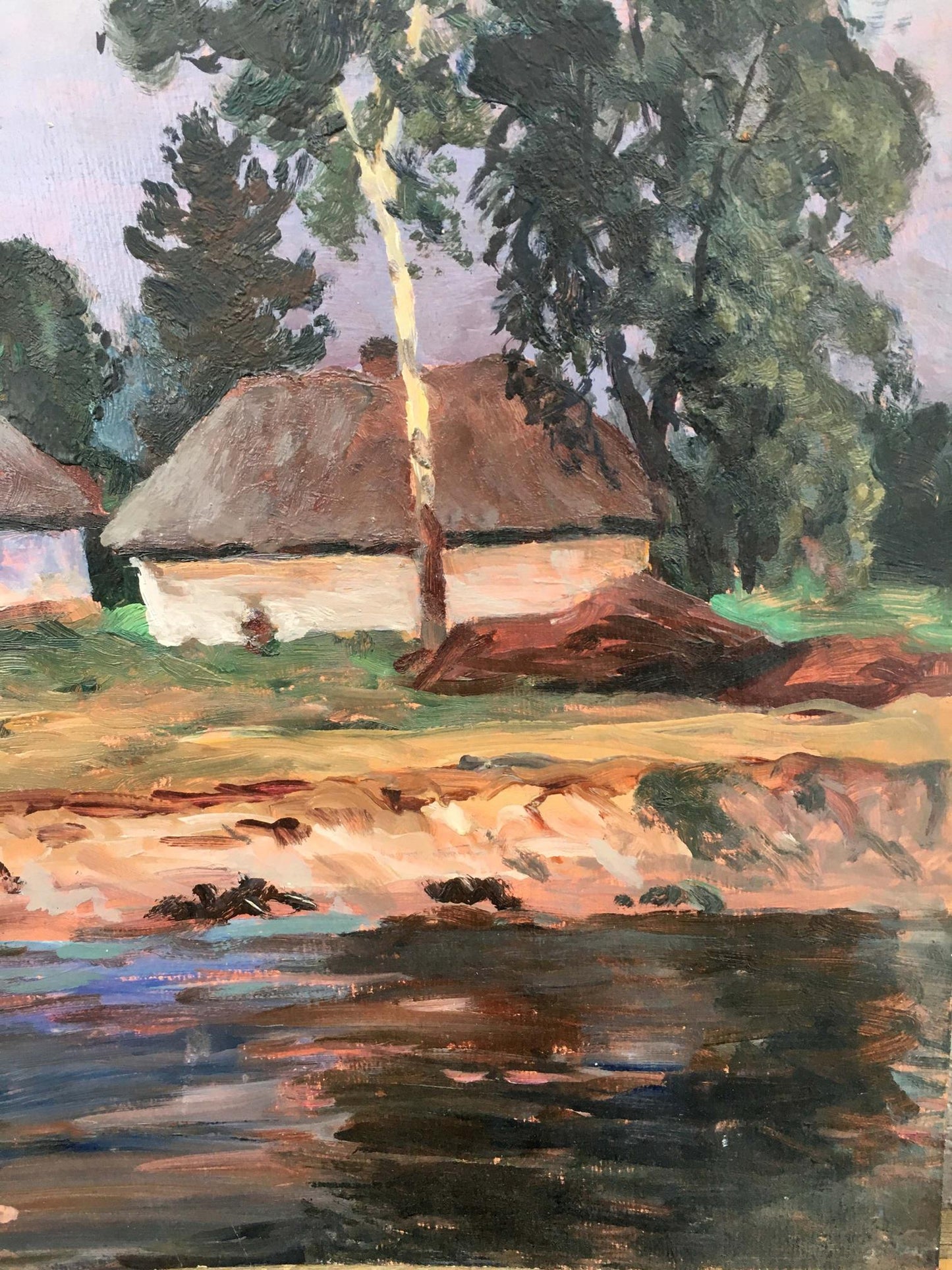 Oil painting Quiet forest cottage in summer A. Cherkas