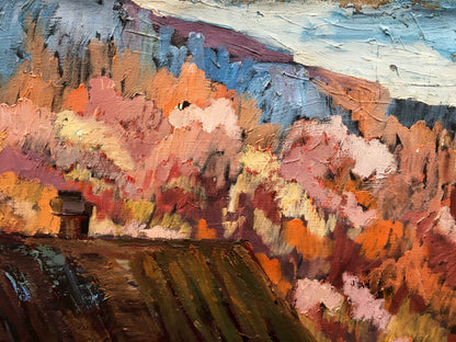 Oil painting Hut in the autumn forest Iv. Geyko