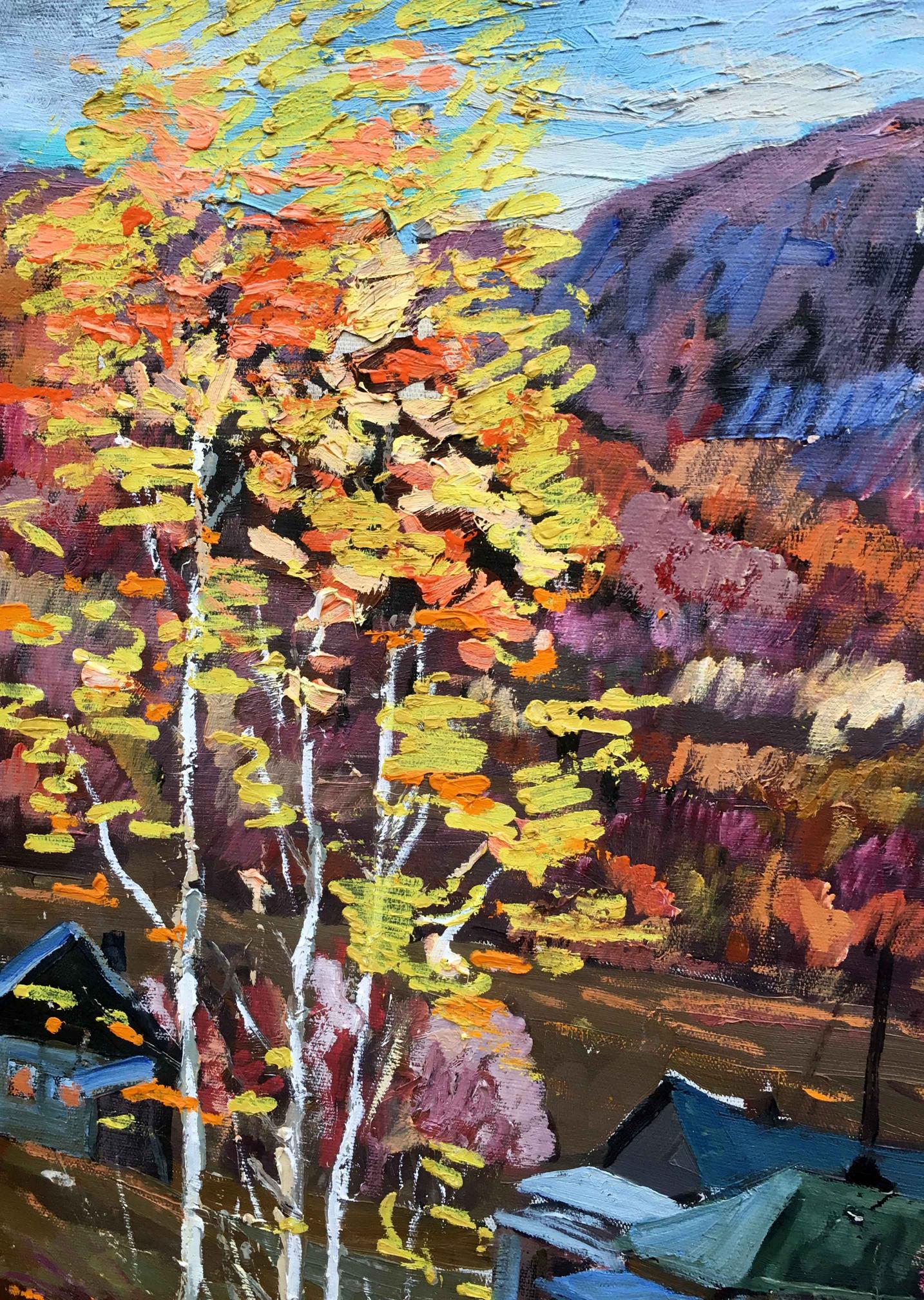 Oil painting Hut in the autumn forest Iv. Geyko