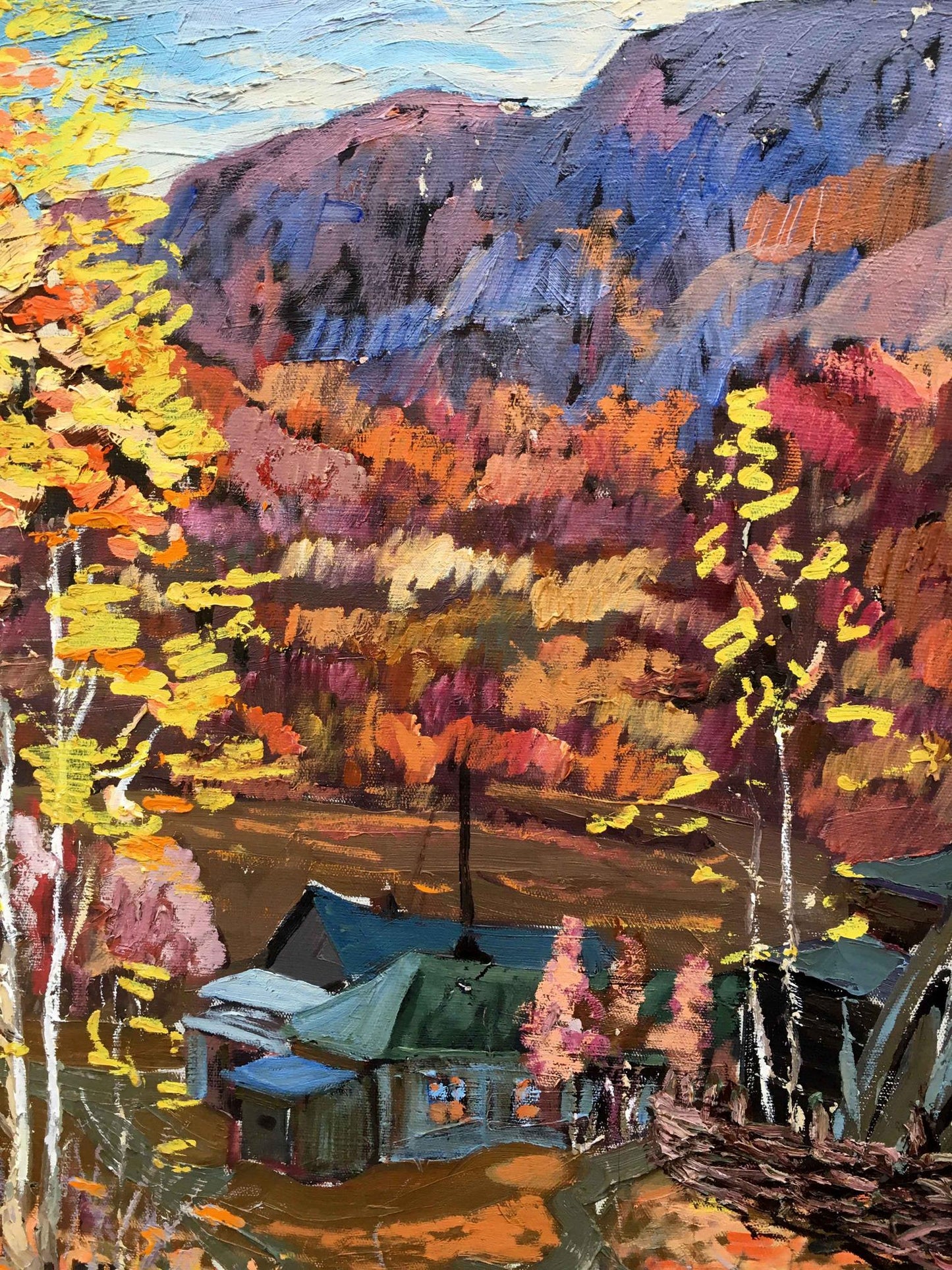 Oil painting Hut in the autumn forest Iv. Geyko