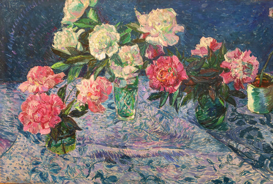 Peonies oil painting