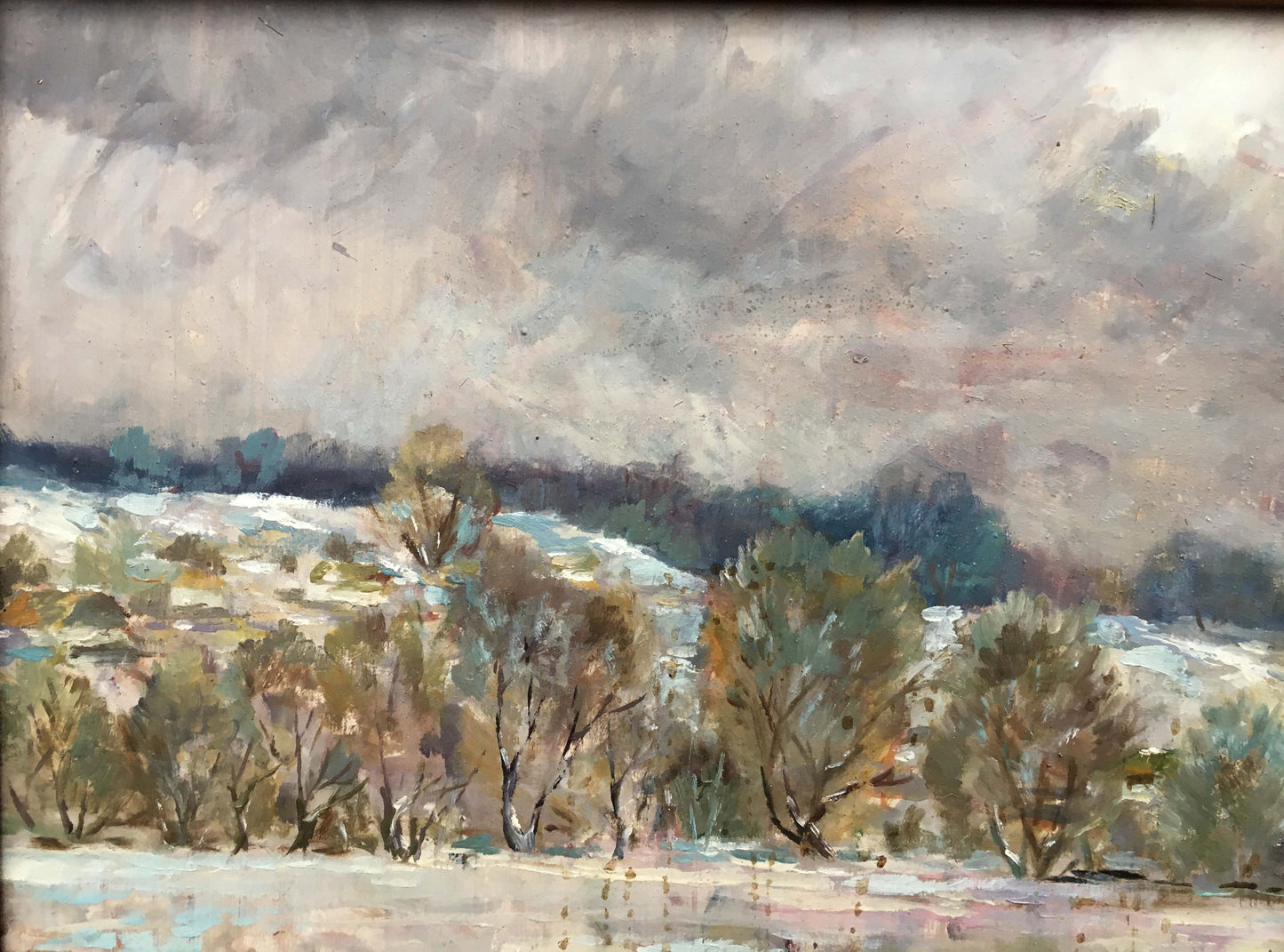 Winter landscape oil painting