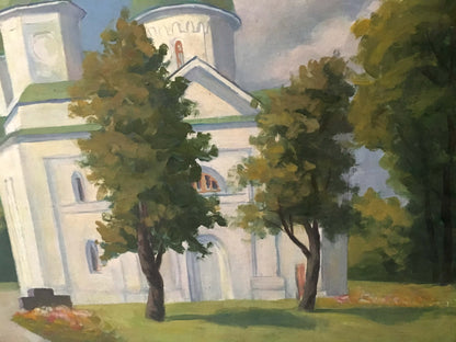 Oil painting 19th century church Zhulinsky Nikolay Vasilyevich