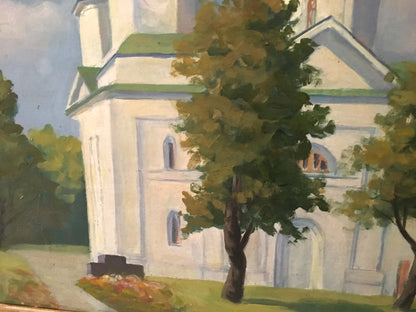 Oil painting 19th century church Zhulinsky Nikolay Vasilyevich