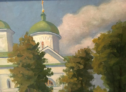 Oil painting 19th century church Zhulinsky Nikolay Vasilyevich